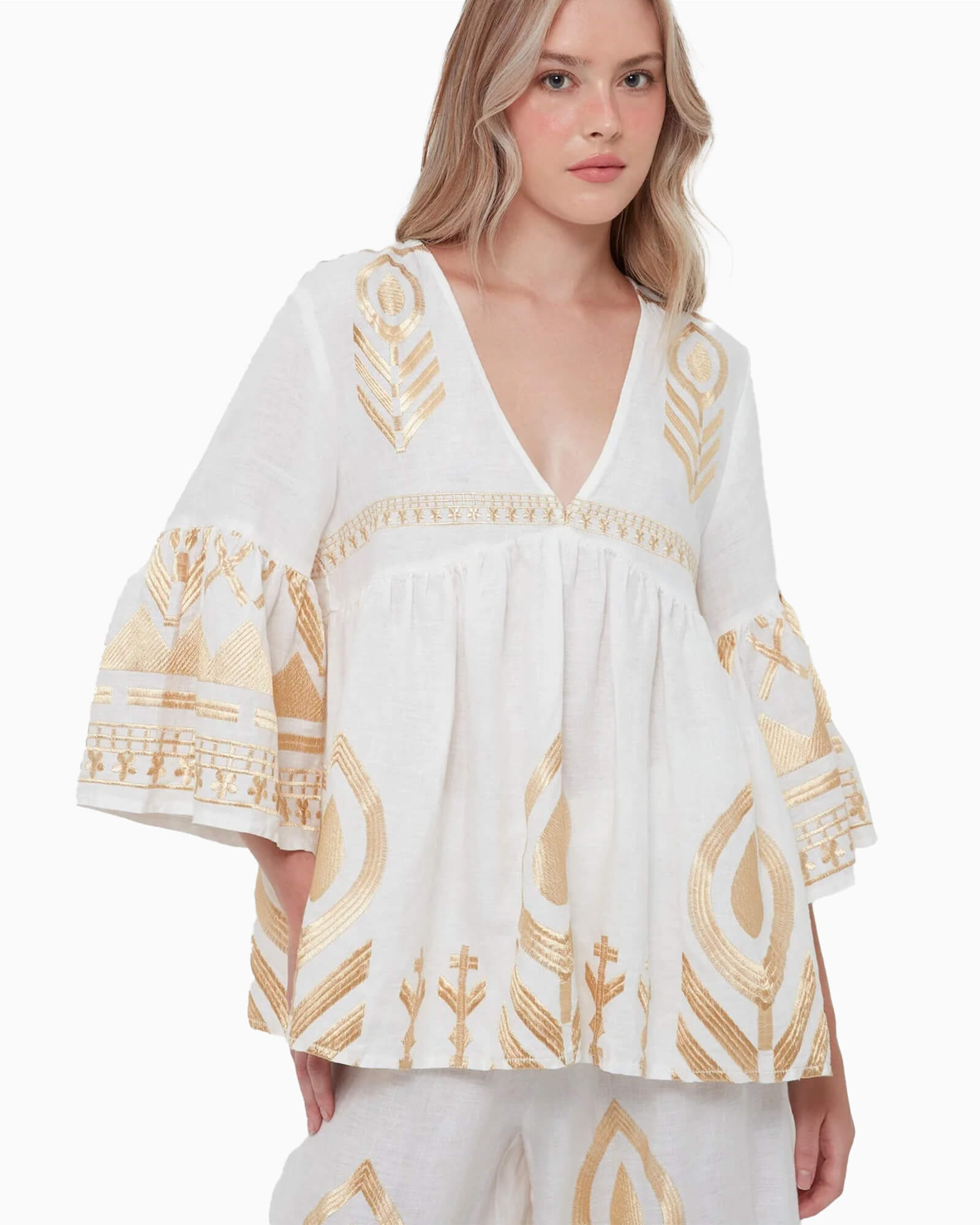 Bell Sleeve Feather Tunic