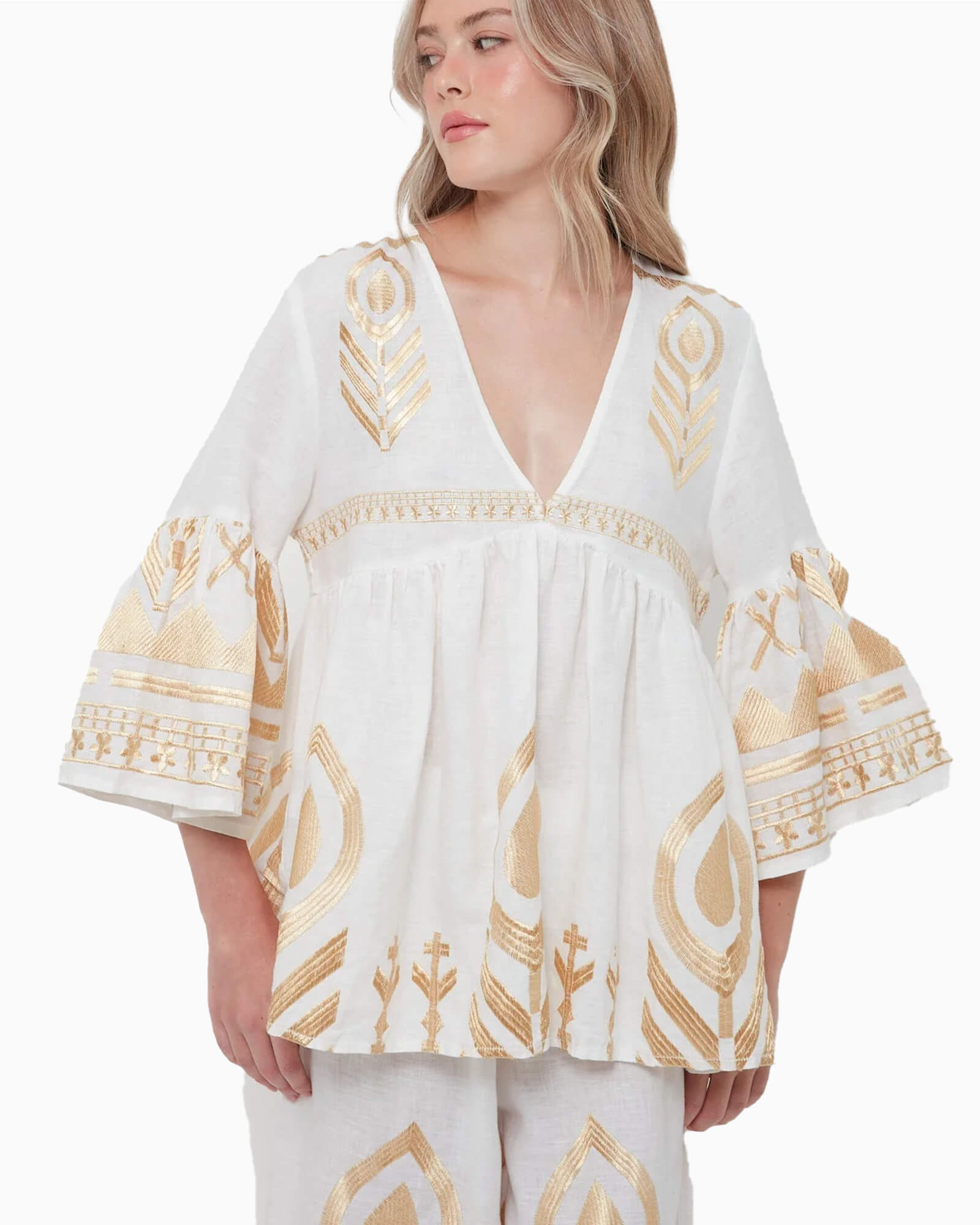 Bell Sleeve Feather Tunic