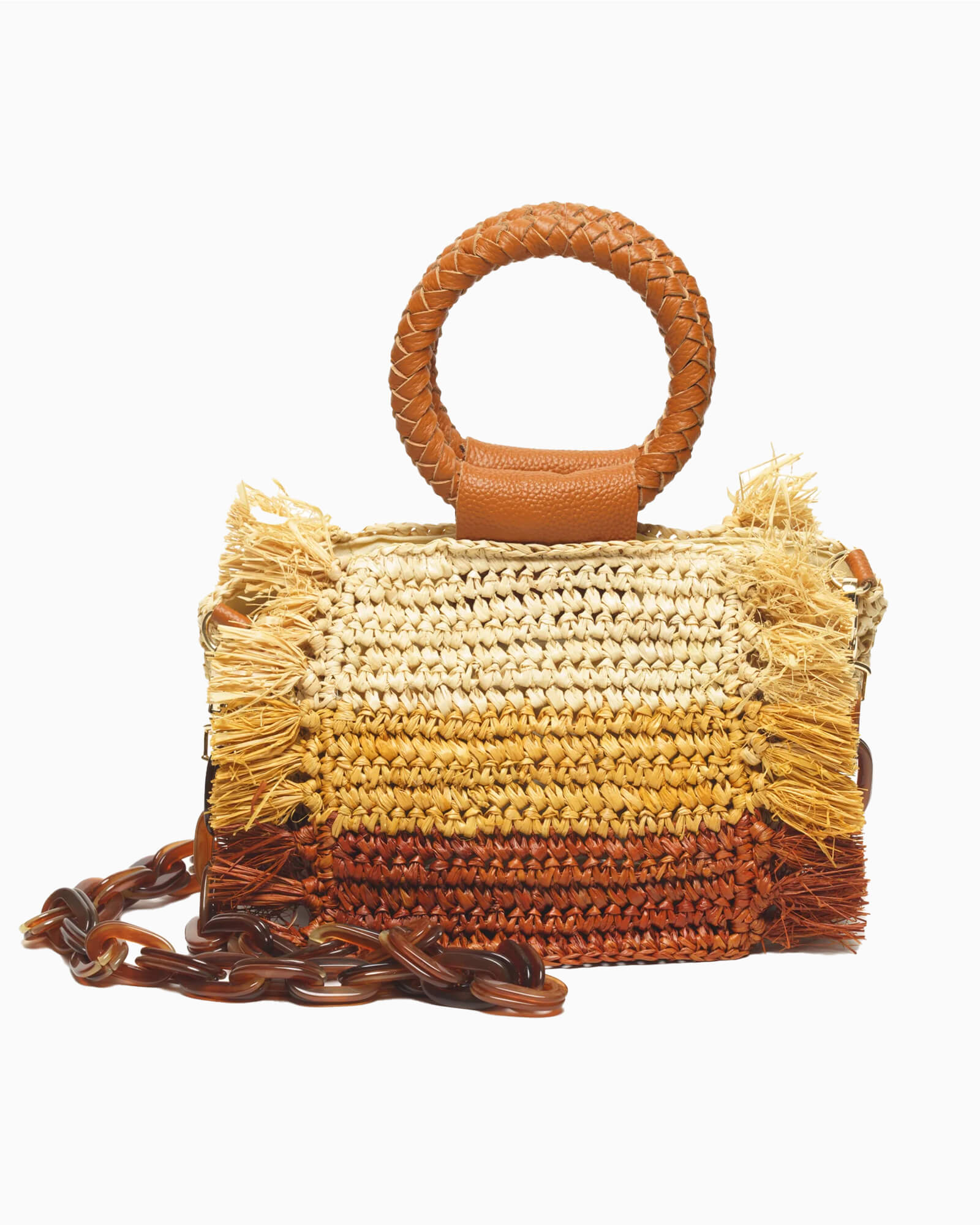 Capri Raffia With Fringe Bag