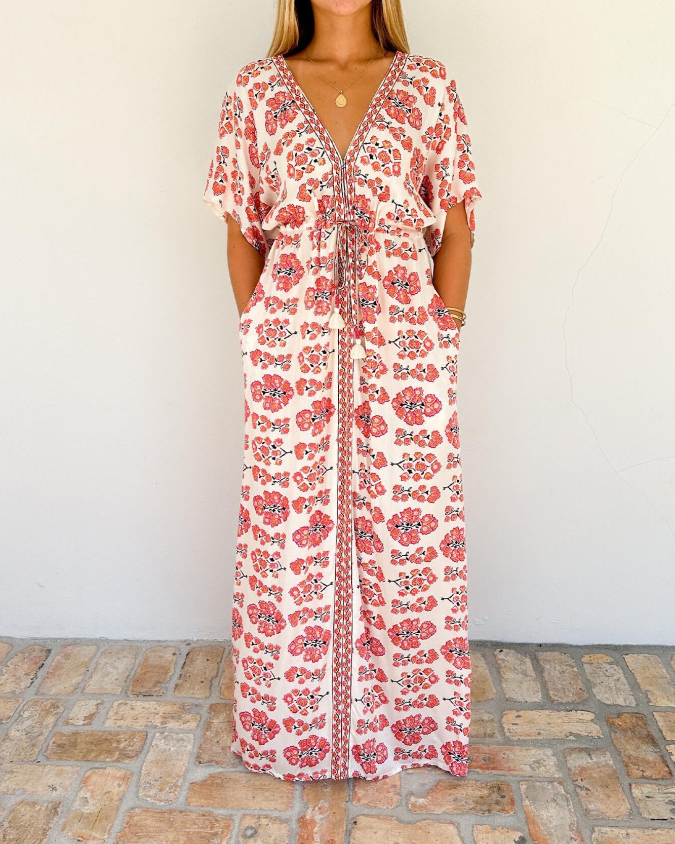 Pia Caftan Hibiscus OS